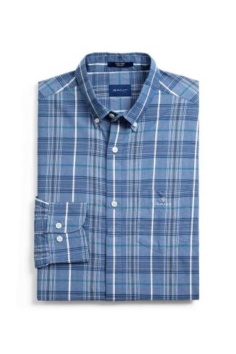 Gant ανδρικό πουκάμισο button down με καρό σχέδιο και απλικέ τσέπη με κεντημένο logo Regular Fit - 3019130 Μπλε
